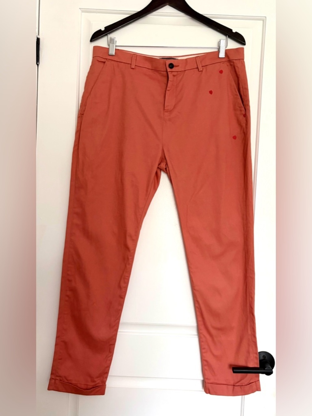SCOTCH & SODA Midnight Dinner 100% Cotton Burnt Orange Chino Cropped Pants (32)